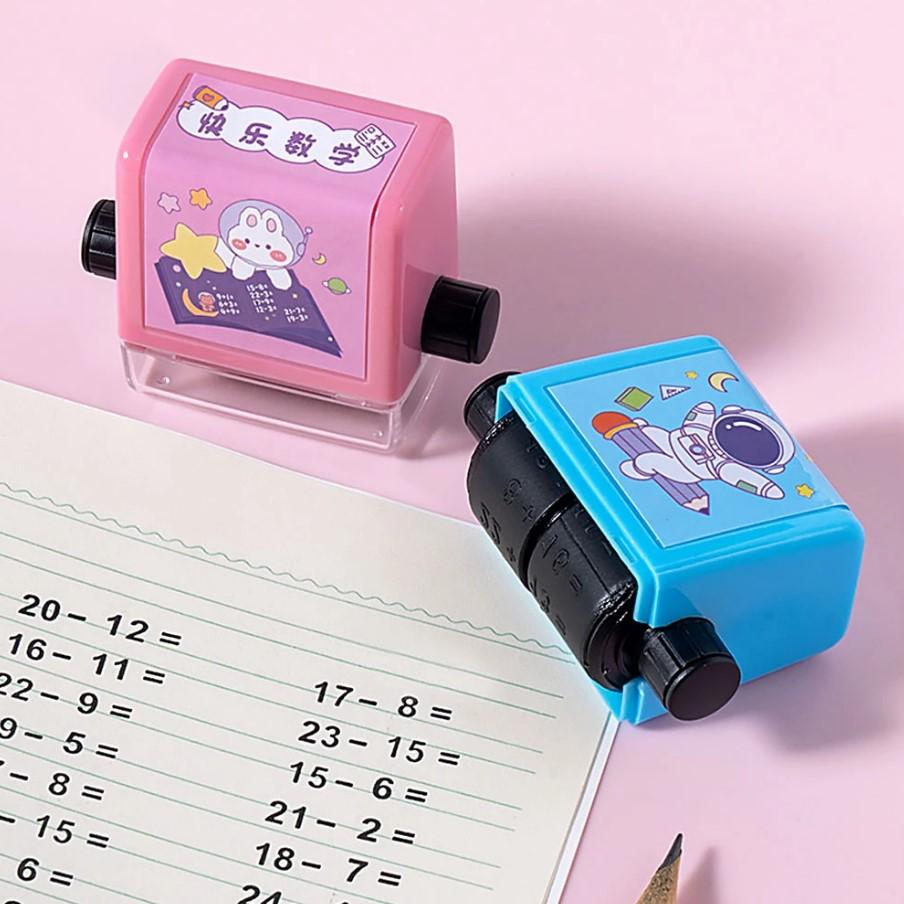 Digital Number Teaching Stamp Roller Addition & Subtraction Math Stamp With Ink