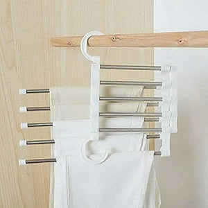 5 in 1 Foldable Hangers for Clothes Multi-Layer Multi Purpose Pant Hangers for Wardrobe (Pack of 1)