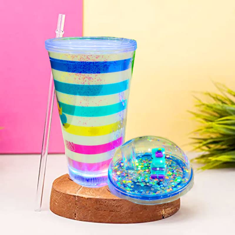 Beautiful Printed Sipper Bottle with Straw for Kids, Water Bottle, Sipper Glass Tumbler with Lid