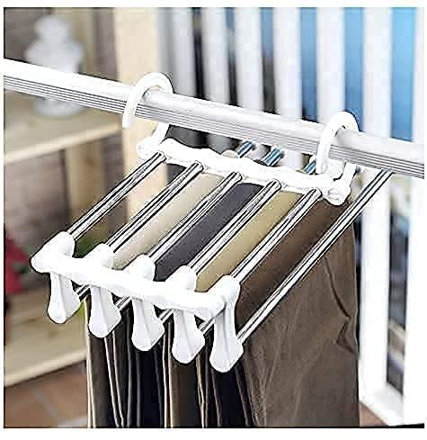 5 in 1 Foldable Hangers for Clothes Multi-Layer Multi Purpose Pant Hangers for Wardrobe (Pack of 1)