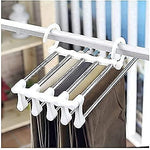 5 in 1 Foldable Hangers for Clothes Multi-Layer Multi Purpose Pant Hangers for Wardrobe (Pack of 1)