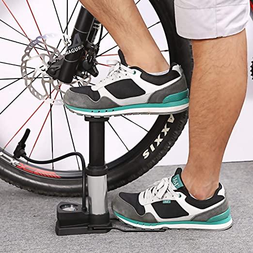 Portable Foot Activated Floor Bicycle Air Pump with Pressure Gauge