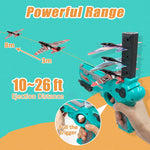 Launcher Toy Catapult aircrafts Gun with 4 Foam aircrafts, Shooting Games Outdoor Sport Activity Birthday Gifts Party Gifts for Kids Orange