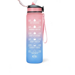 Motivational Fitness Sports Water Bottle with Time Marker & Straw