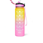 Motivational Fitness Sports Water Bottle with Time Marker & Straw