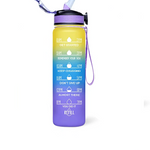 Motivational Fitness Sports Water Bottle with Time Marker & Straw