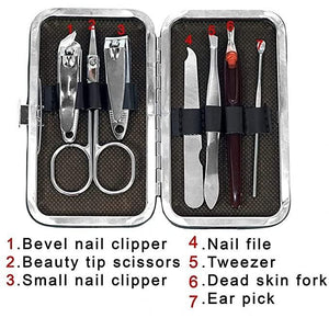 Tool Point Stainless Steel 7 in 1 Manicure Tool Kit / Luxury Nail Grooming Set (Set of 7)