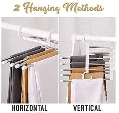 5 in 1 Foldable Hangers for Clothes Multi-Layer Multi Purpose Pant Hangers for Wardrobe (Pack of 1)