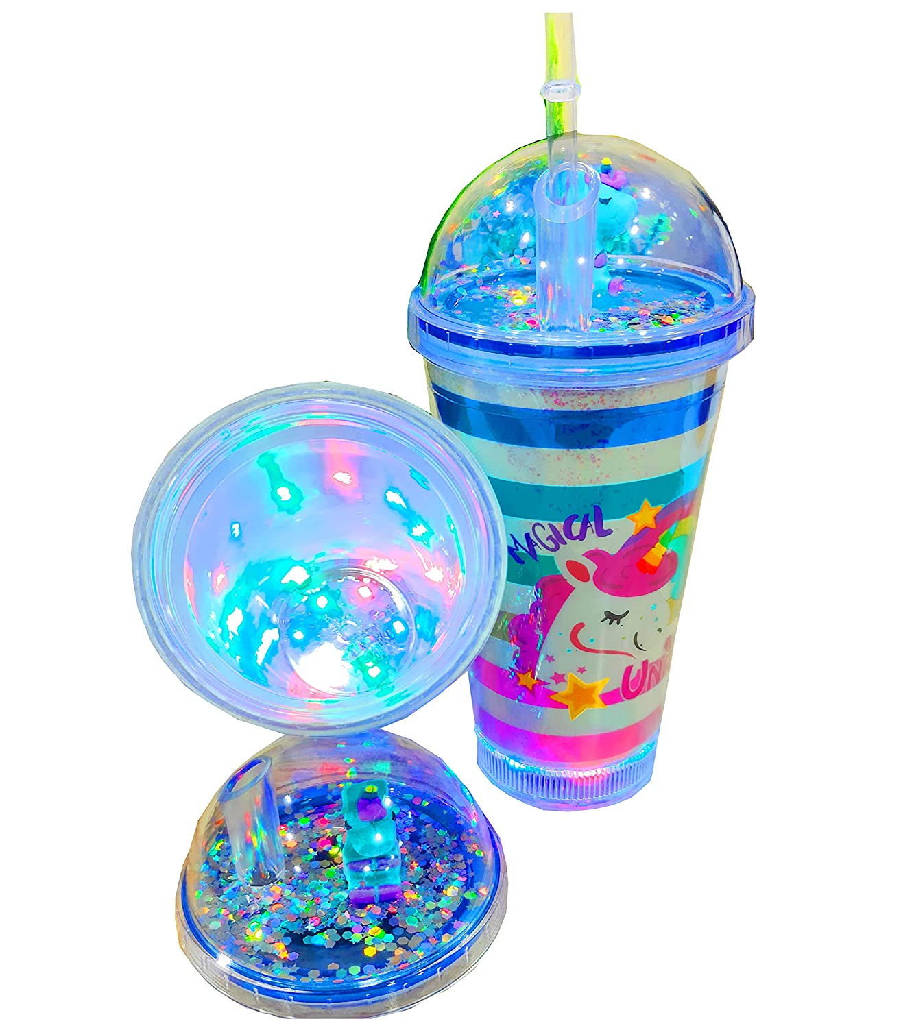 Beautiful Printed Sipper Bottle with Straw for Kids, Water Bottle, Sipper Glass Tumbler with Lid