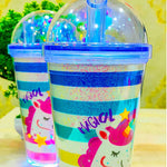 Beautiful Printed Sipper Bottle with Straw for Kids, Water Bottle, Sipper Glass Tumbler with Lid