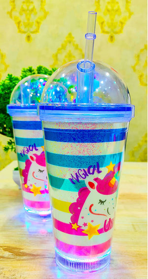 Beautiful Printed Sipper Bottle with Straw for Kids, Water Bottle, Sipper Glass Tumbler with Lid