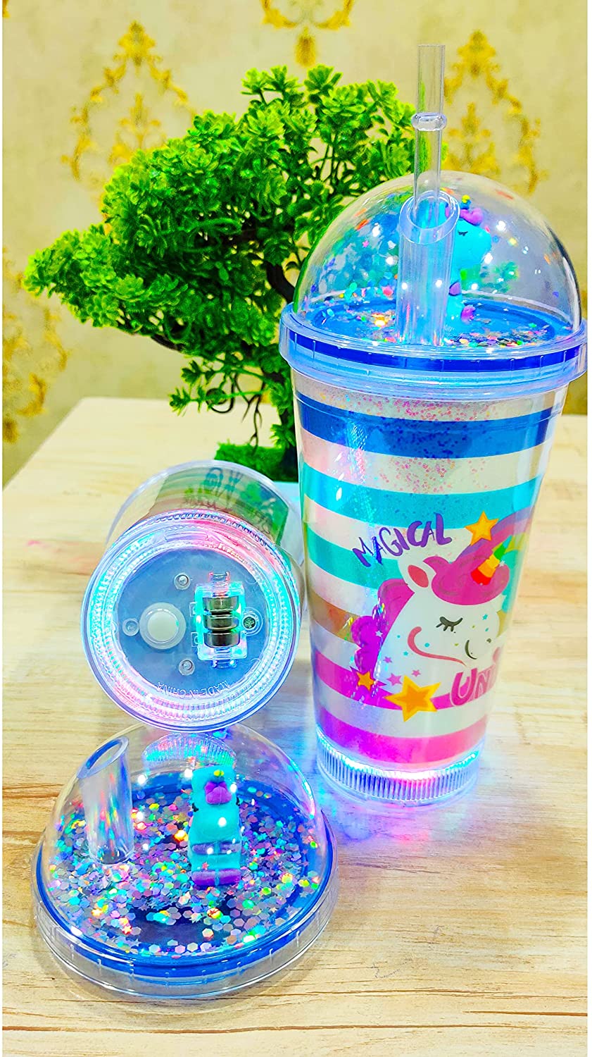 Beautiful Printed Sipper Bottle with Straw for Kids, Water Bottle, Sipper Glass Tumbler with Lid