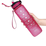 Motivational Fitness Sports Water Bottle with Time Marker & Straw