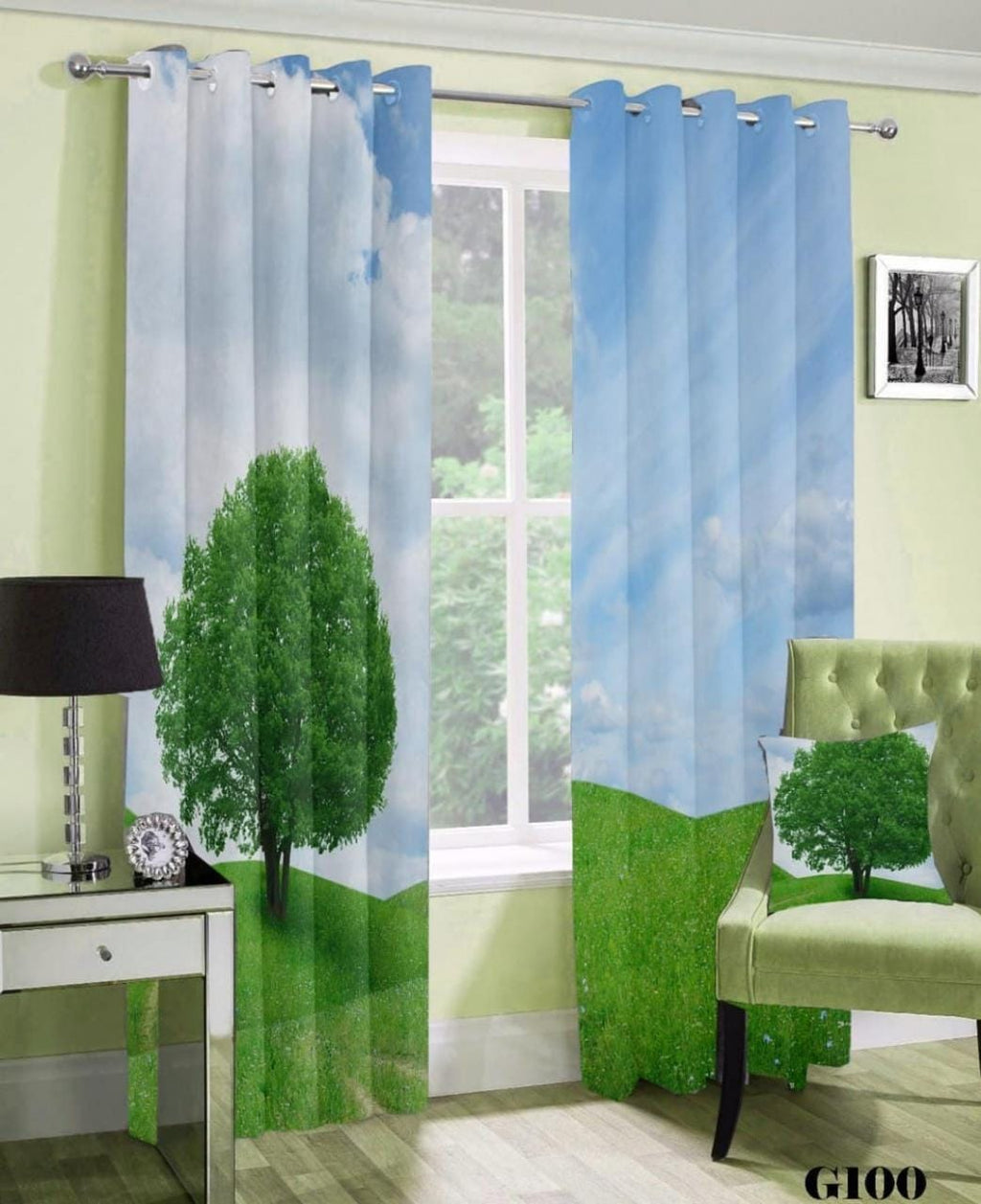 Stunning High Quality 3D Tree Polyester Curtain 5 feet