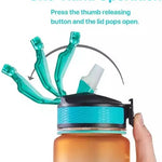 Motivational Fitness Sports Water Bottle with Time Marker & Straw